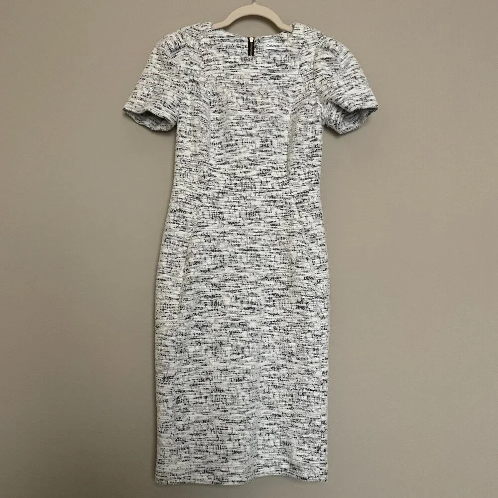 Calvin Klein, Size 4, Tweed Short Sleeve Midi Dress - Picture 10 of 12